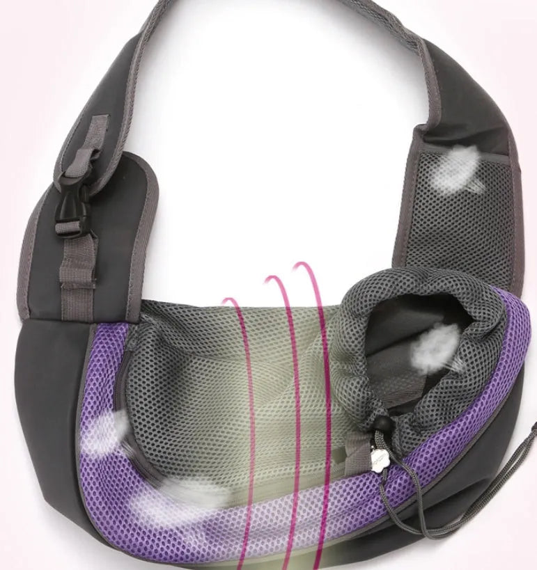 Polyester pet backpack carrier for cats and small dogs in blue colour with adjustable shoulder straps