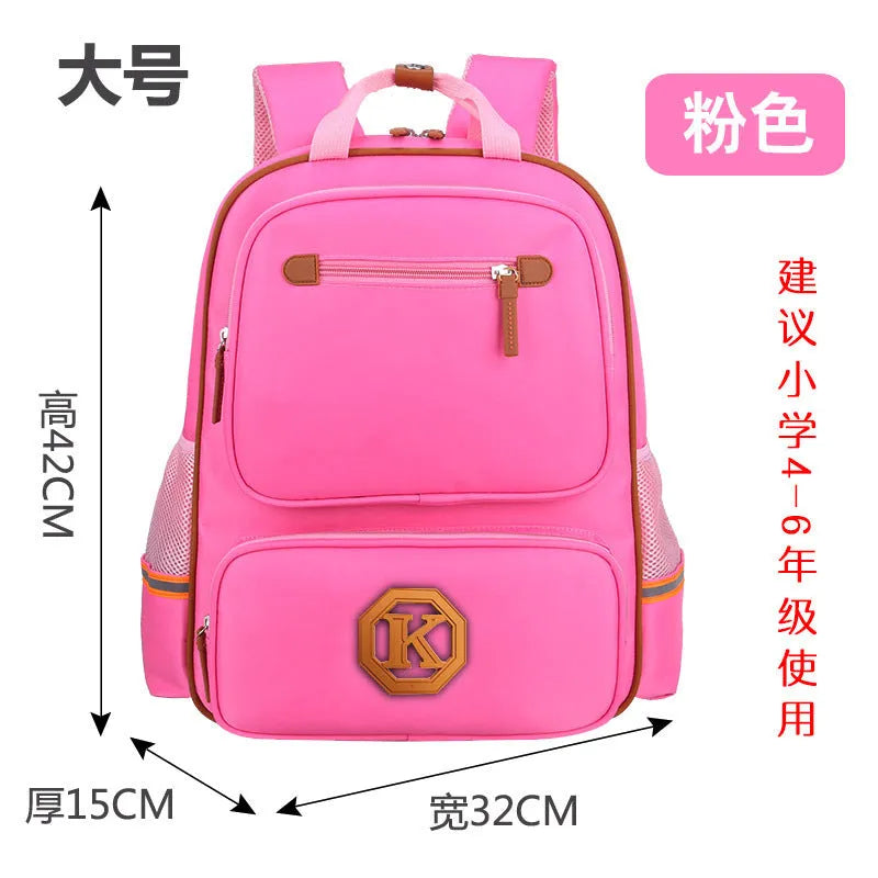 Children's schoolbag in black with English wind reducing design, multiple compartments, and adjustable straps