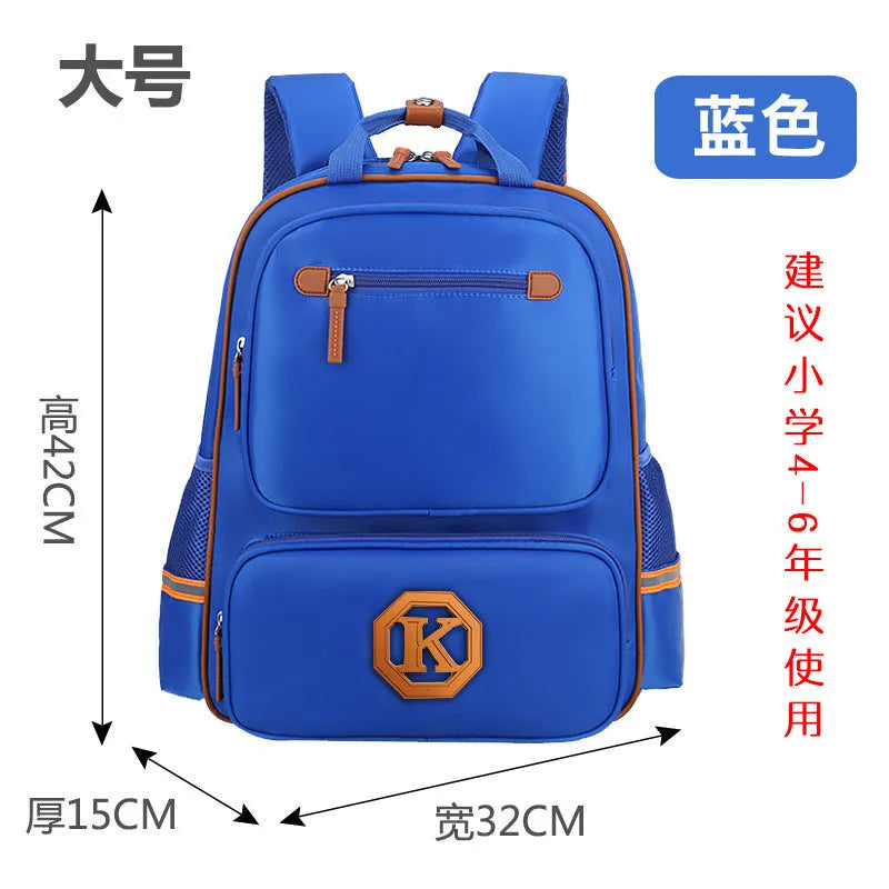Children's schoolbag in black with English wind reducing design, multiple compartments, and adjustable straps