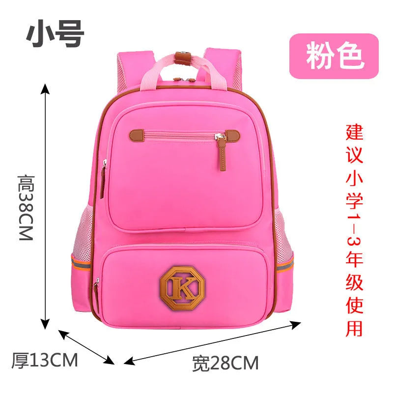 Children's schoolbag in black with English wind reducing design, multiple compartments, and adjustable straps