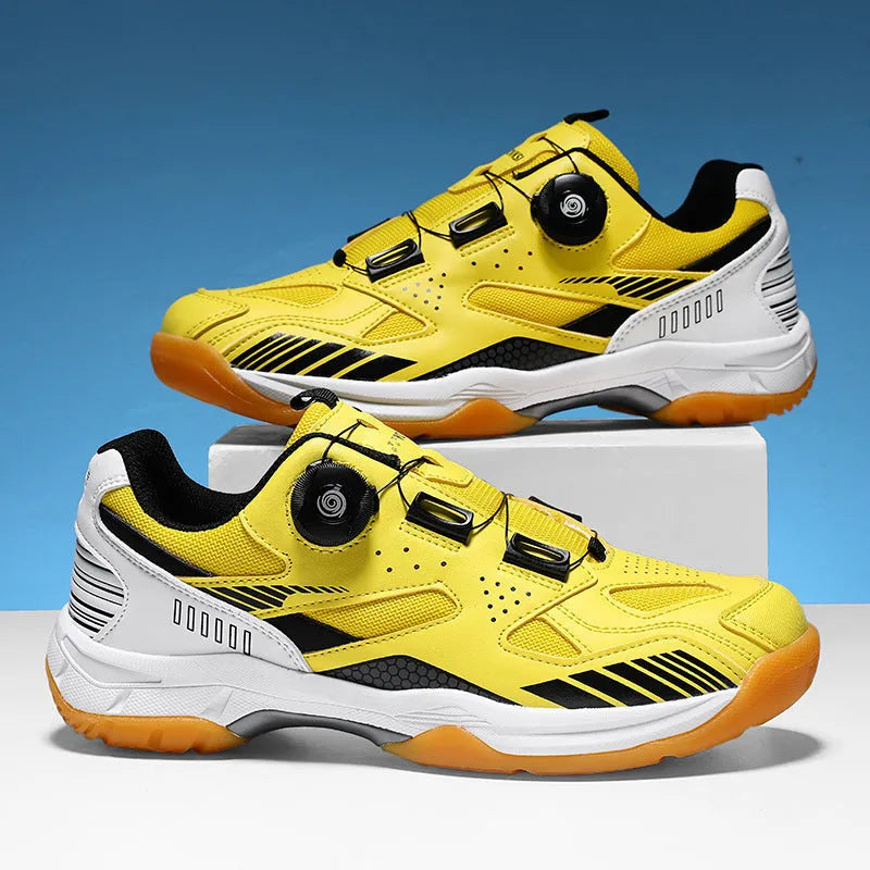 Men's and women's casual round toe sneakers in yellow, black silver, white blue, and white grey colour options.
