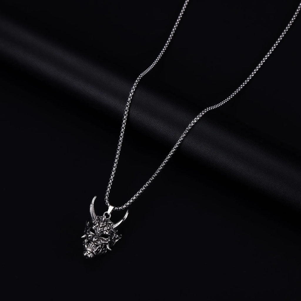 Men's silver electroplated zinc alloy pendant necklace measuring 40mm wide by 27mm high