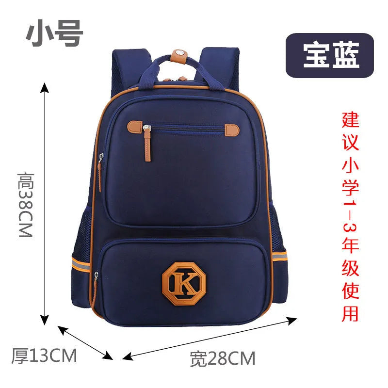 Children's schoolbag in black with English wind reducing design, multiple compartments, and adjustable straps