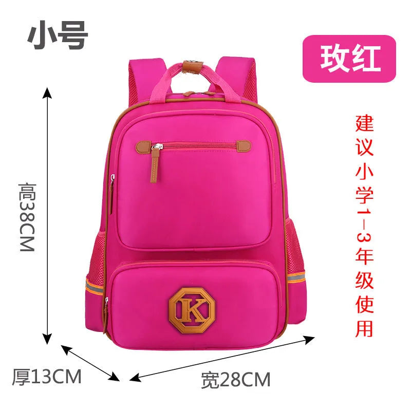 Children's schoolbag in black with English wind reducing design, multiple compartments, and adjustable straps