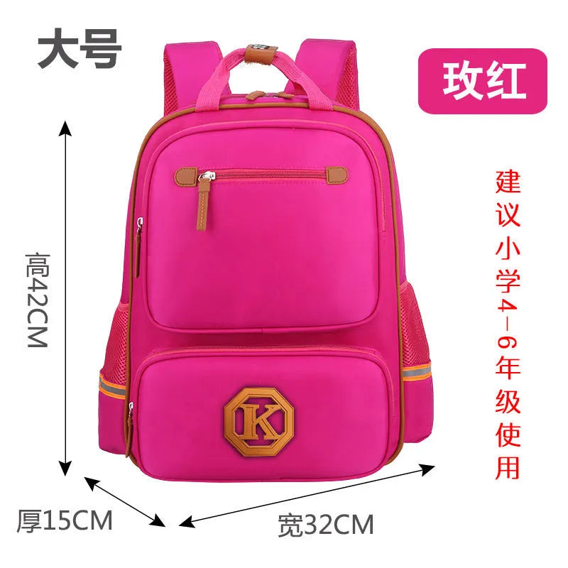 Children's schoolbag in black with English wind reducing design, multiple compartments, and adjustable straps