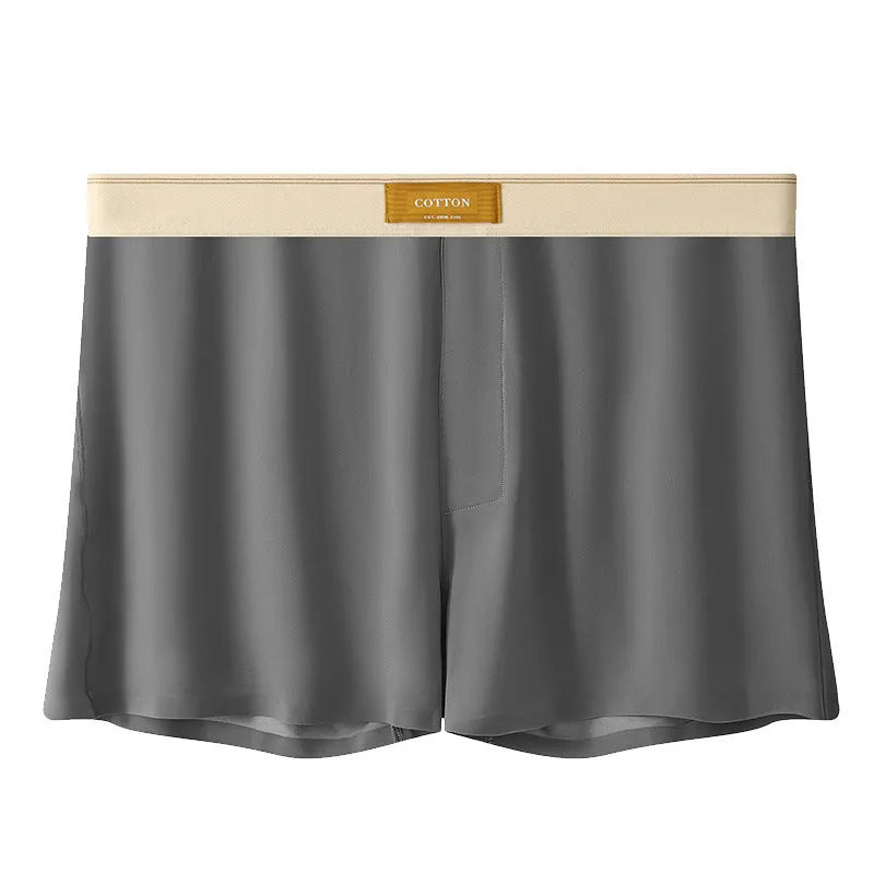 Men's loose-fit ice silk underwear in a solid colour on a mid-waist.