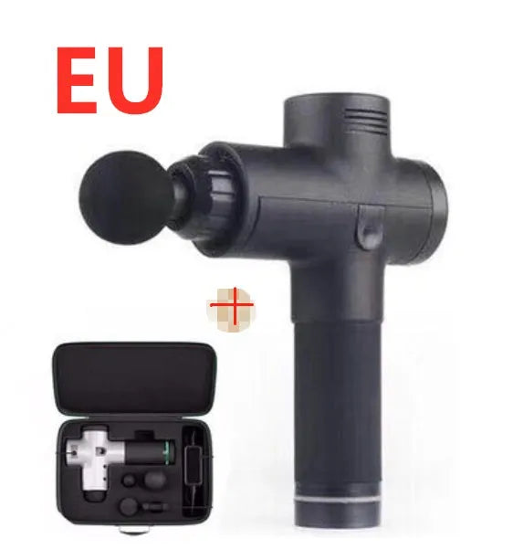 Relax Tissue Deep Muscle Massage Gun with 4 massage heads and LED display, 1.5kg, available in Black, Fibre, Red, and White