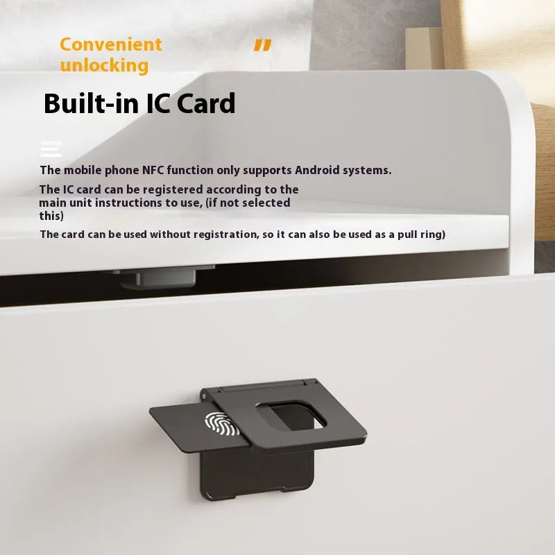 Electronic invisible drawer lock with key for punch-free installation on wardrobes and safes
