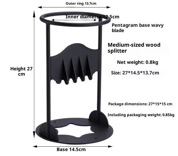 Manual wood splitting tool with high carbon steel blade, wall-mountable design, camping wood chopper in 41cm size