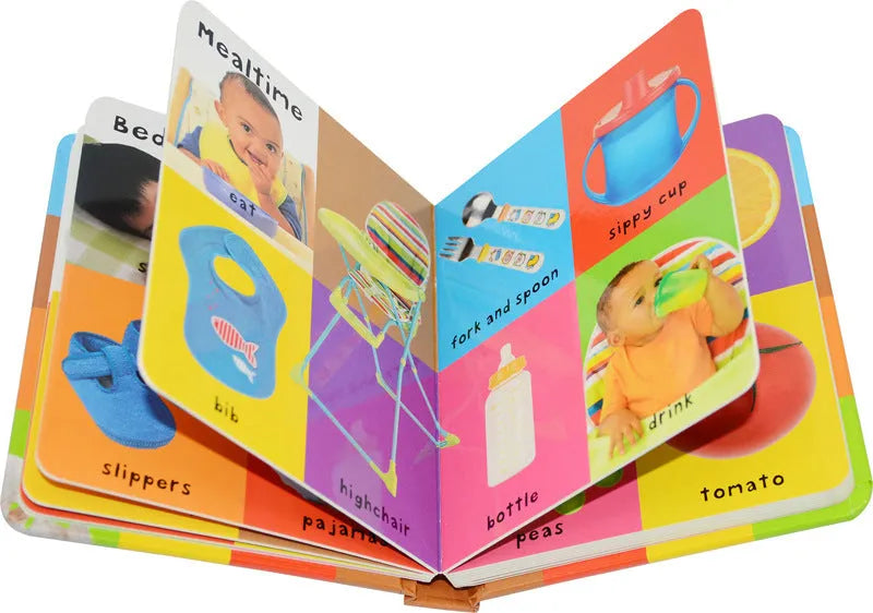 Children's English original first words cardboard book with red cover and animal illustrations