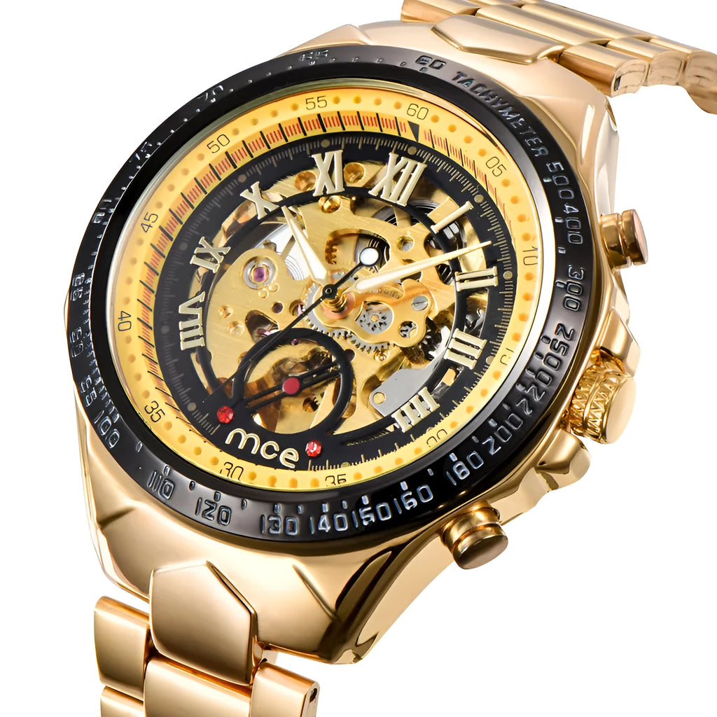 MCE men's mechanical watch with explosion-proof construction shown in available colour variations