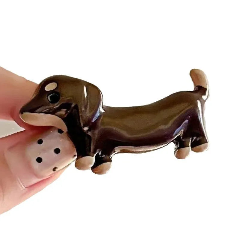 Dachshund dog shaped hair barrette clip with electroplated finish on mixed material