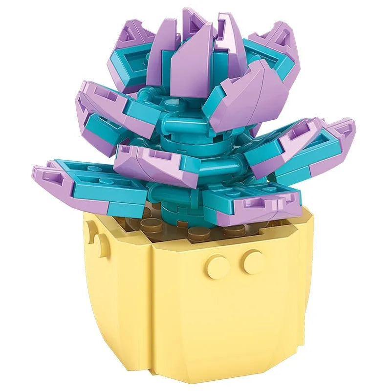 Plastic building blocks flower pot model in a colourful design for teenagers aged 7-14