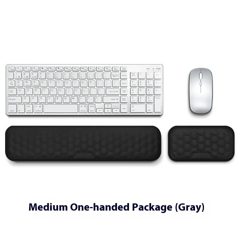 Memory foam computer wrist rest with silicone base in grey cloth cover style