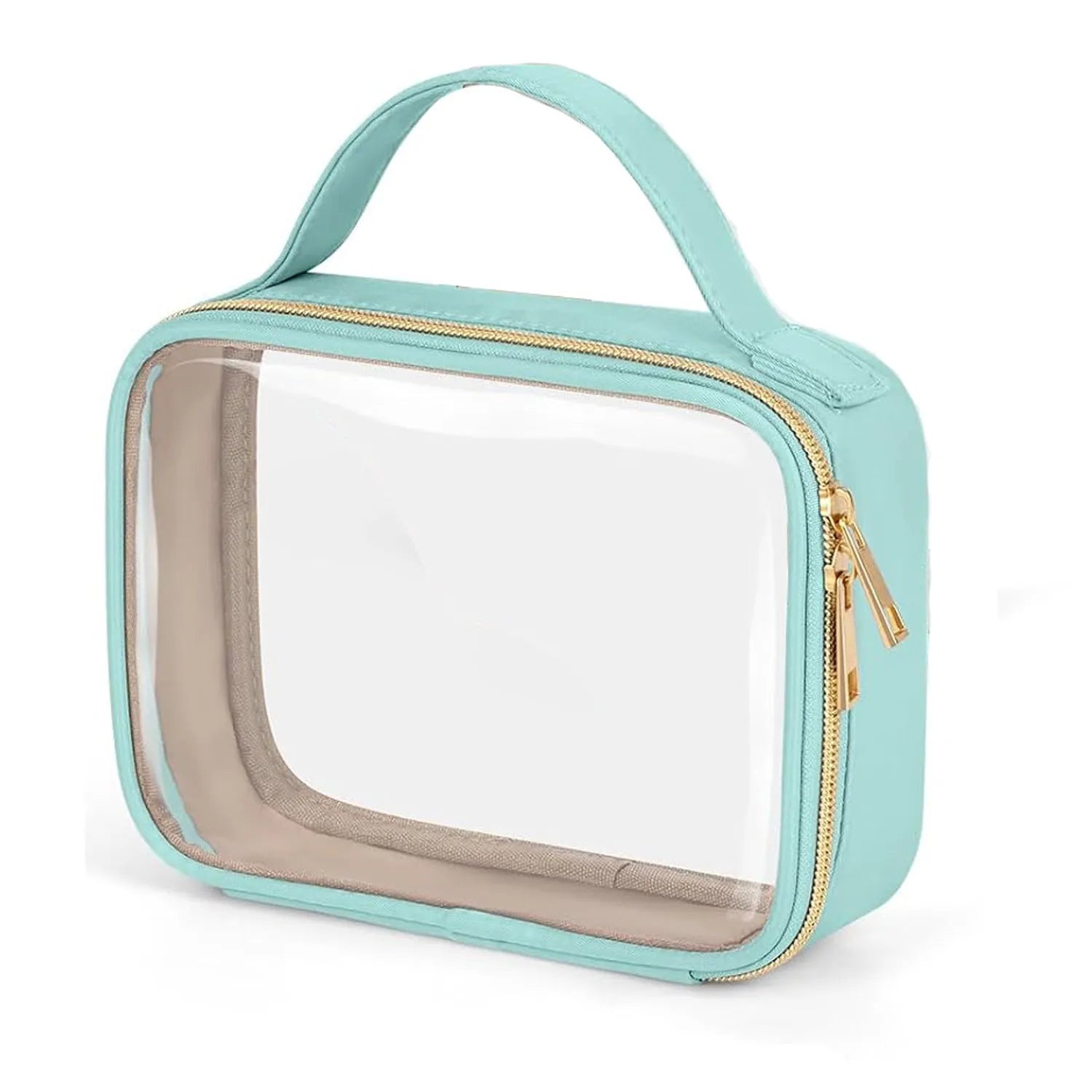 Transparent PVC wash bag with carrying chain for lipstick storage in multiple colour options