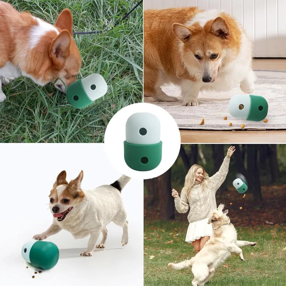 Food grade silicone dog puzzle toy with treat dispensing function in white and blue colour option
