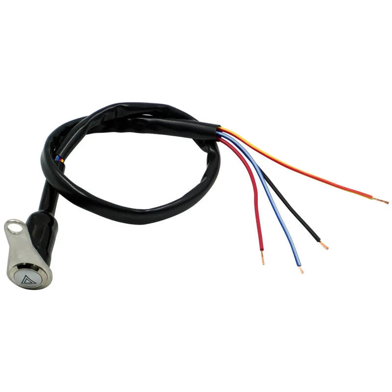 Black stainless steel motorcycle switch with metal button and light ring for double-flash control