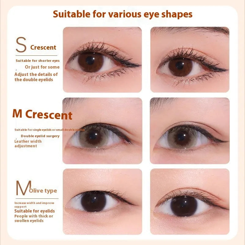 Invisible lace double eyelid stickers in a pack of 120, showing crescent and olive colour options
