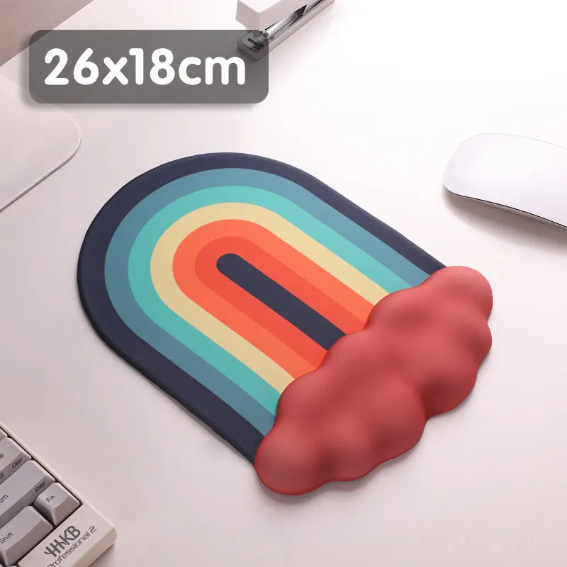 Silicone wrister mouse pad and keyboard support set with cloud pattern in choice of four colours