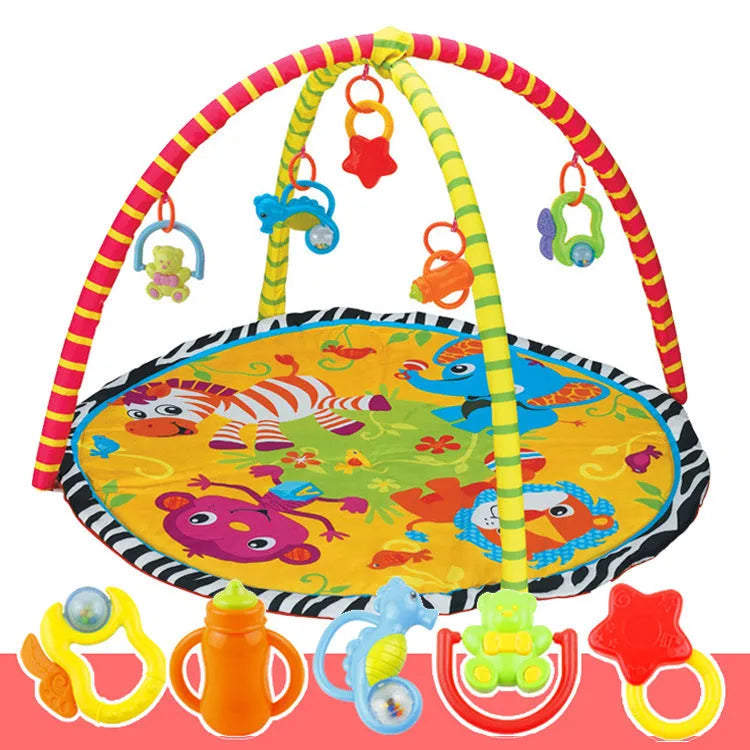 Velvet baby gymnastic play blanket with animal pattern for infant development activities