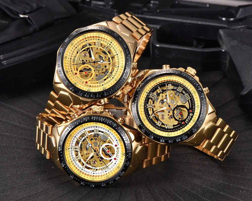 MCE men's mechanical watch with explosion-proof construction shown in available colour variations