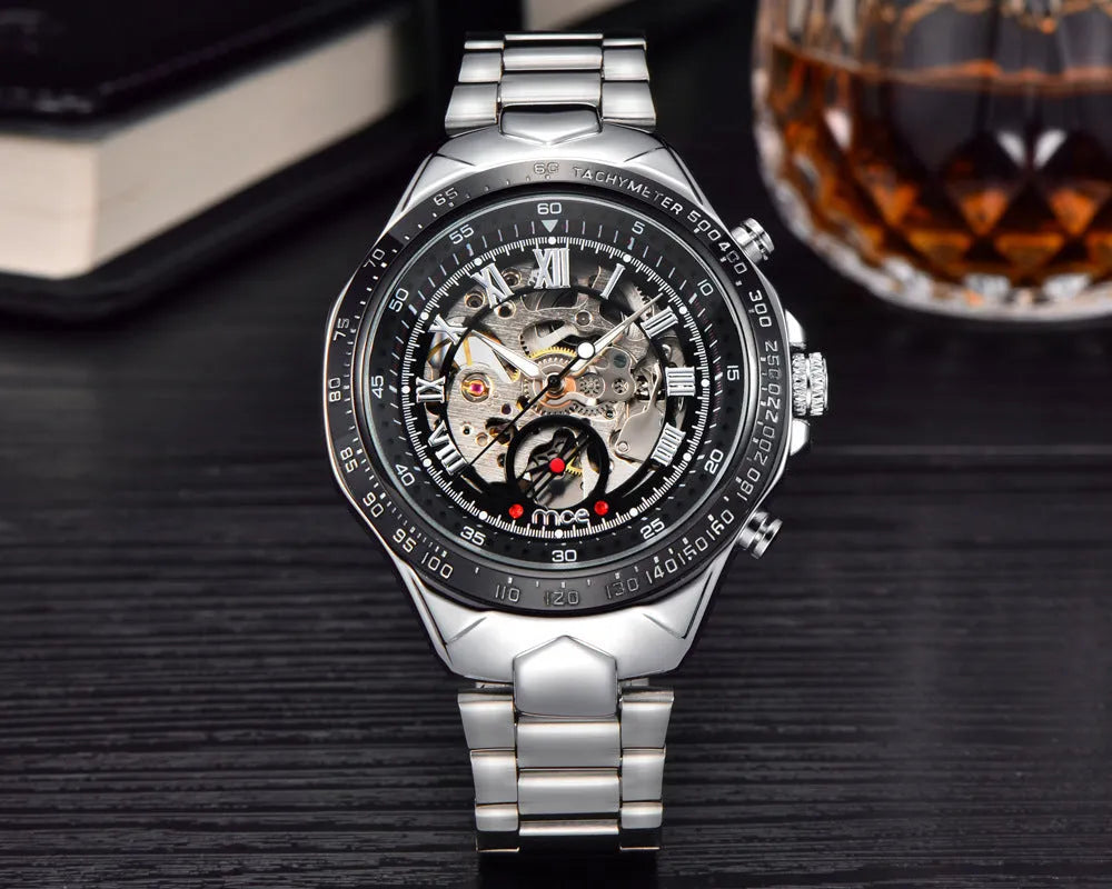 MCE men's mechanical watch with explosion-proof construction shown in available colour variations