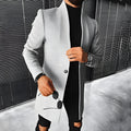 Men's stand-up collar mid-length woolen coat in grey, standard EU sizes XS to 4XL