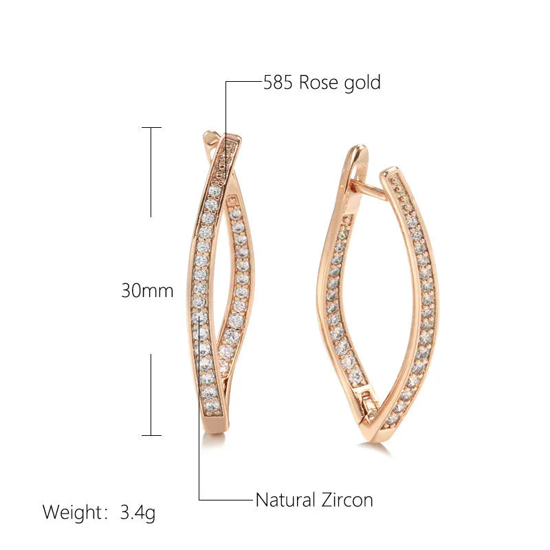 Geometric zircon eardrops earrings in H0493 colour with copper construction and ins style detailing