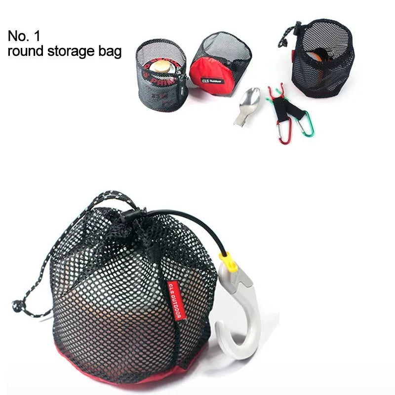 Red 5pcs outdoor travel storage bag set made of 200D Oxford cloth and mesh with zippers