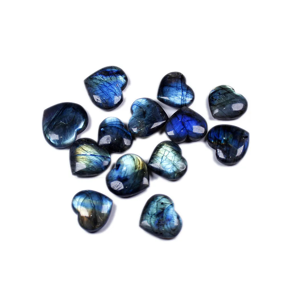Natural feldspar crystal heart pendant in ocean blue and moonlight colours with geometric shape