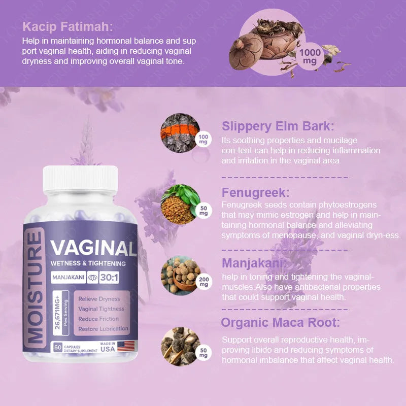 Bottle of Popular Vaginal Capsule supplement containing 60 capsules for adult women
