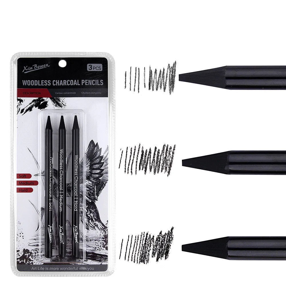 Set of six wood-free graphite sketching pencils in HB, 2B, 4B, 6B, 8B and EE grades