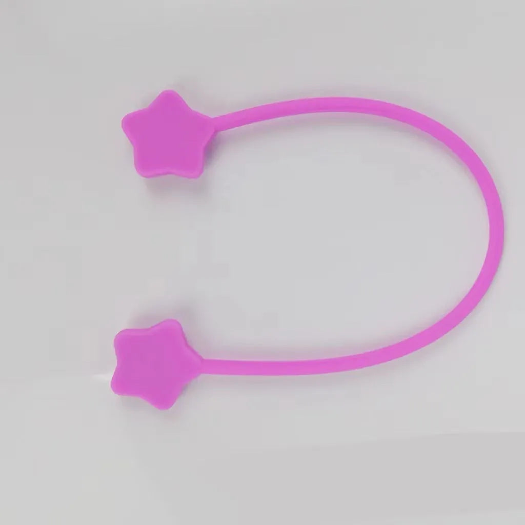 Silicone cable winder with magnet in assorted colours on a white background