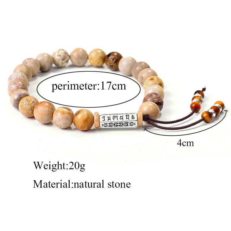 Wood colour stone bead handmade bracelet with retro simple design