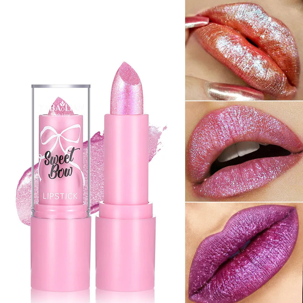 Sweetheart bow diamond lipstick in matte finish, showing six colour options.
