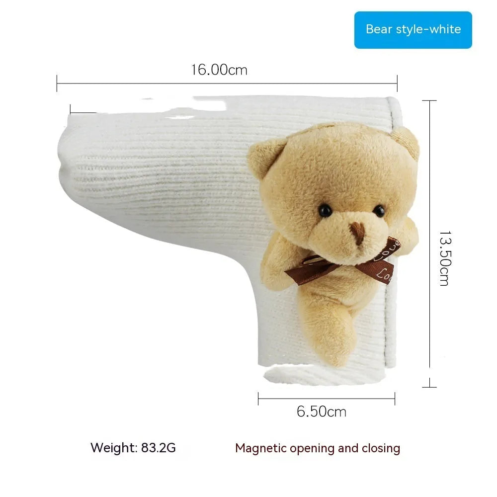 Golf putter sleeve in a themed design with PU waterproof fabric exterior and fleece lining.