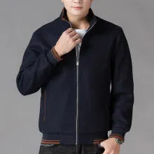 Men's grey sports-style fleece jacket with long sleeves and side pockets on a hanger.