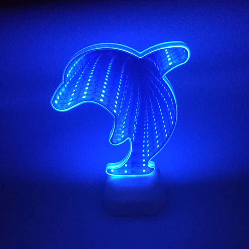 Plastic double-sided LED love tunnel light in rose red or dolphin colour, measuring 16cm long.