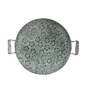Round wrought iron storage tray with European style design for home organisation