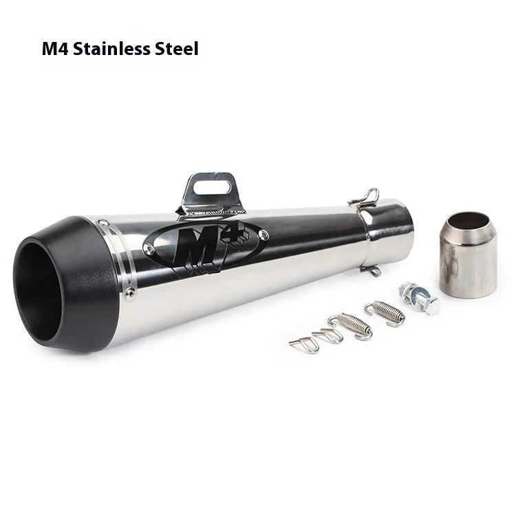 Universal M4 motorcycle exhaust pipe in multiple finish options for large displacement bikes