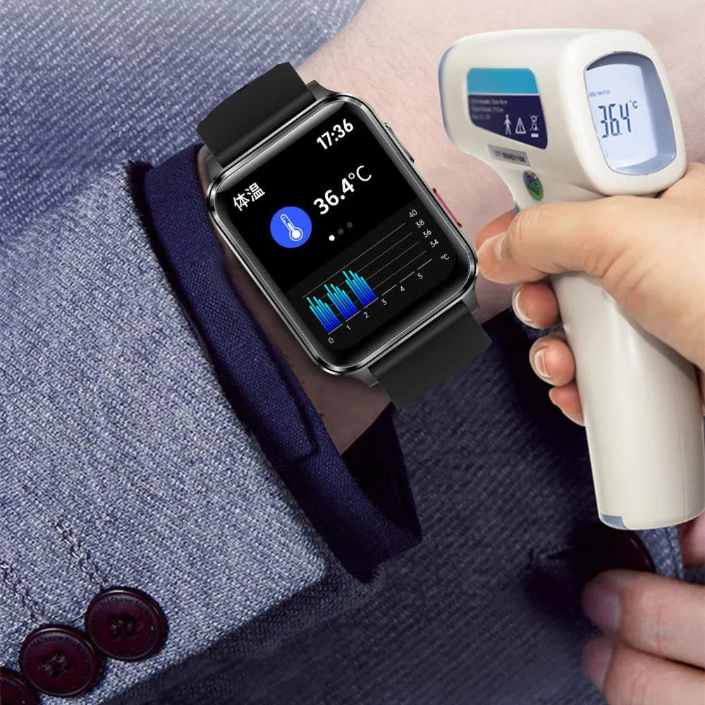 Smartwatch with 1.70-inch screen on silicone wristband showing fitness tracking display.