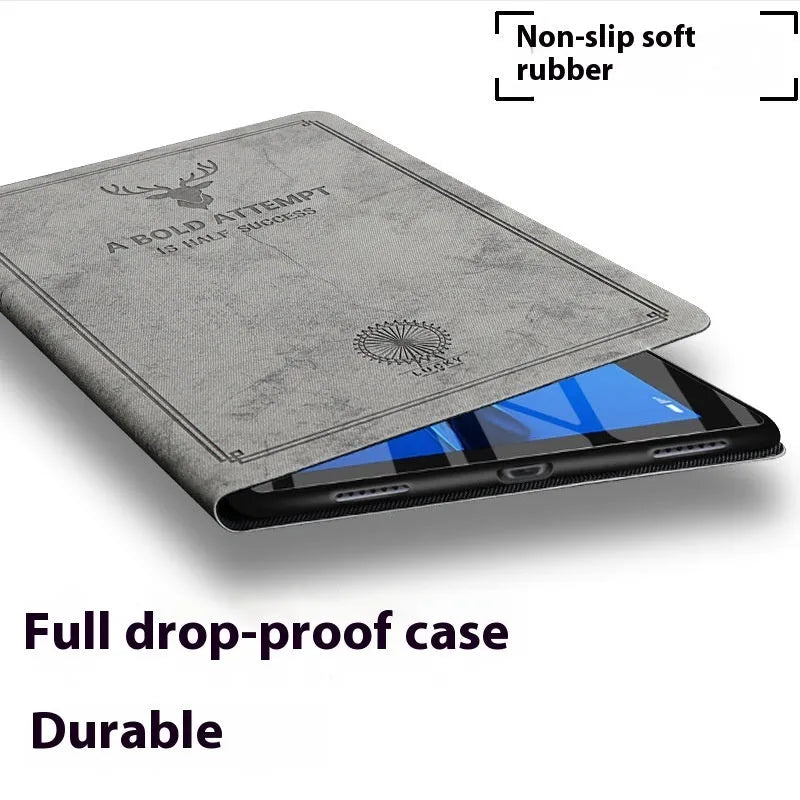 Deer Soft Shell TPU leather iPad protective case in clamshell design showing colour options