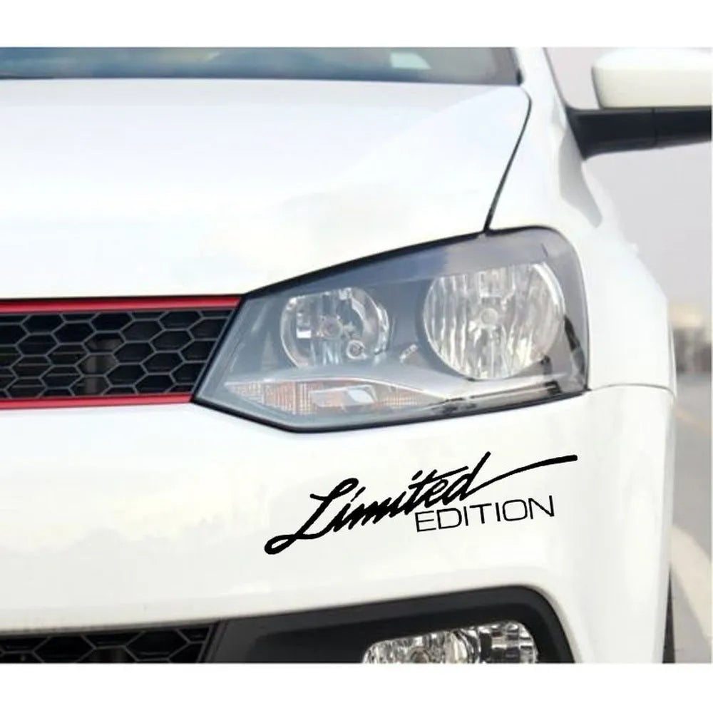 Reflective British-style bumper sticker measuring 16cm long, shown in black, white, and colourful variants.