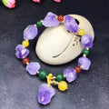 Natural amethyst bracelet with fu character charm for women as travel gift