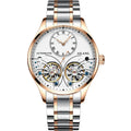 Men's titanium automatic watch with tourbillon and moon phase complications on wrist