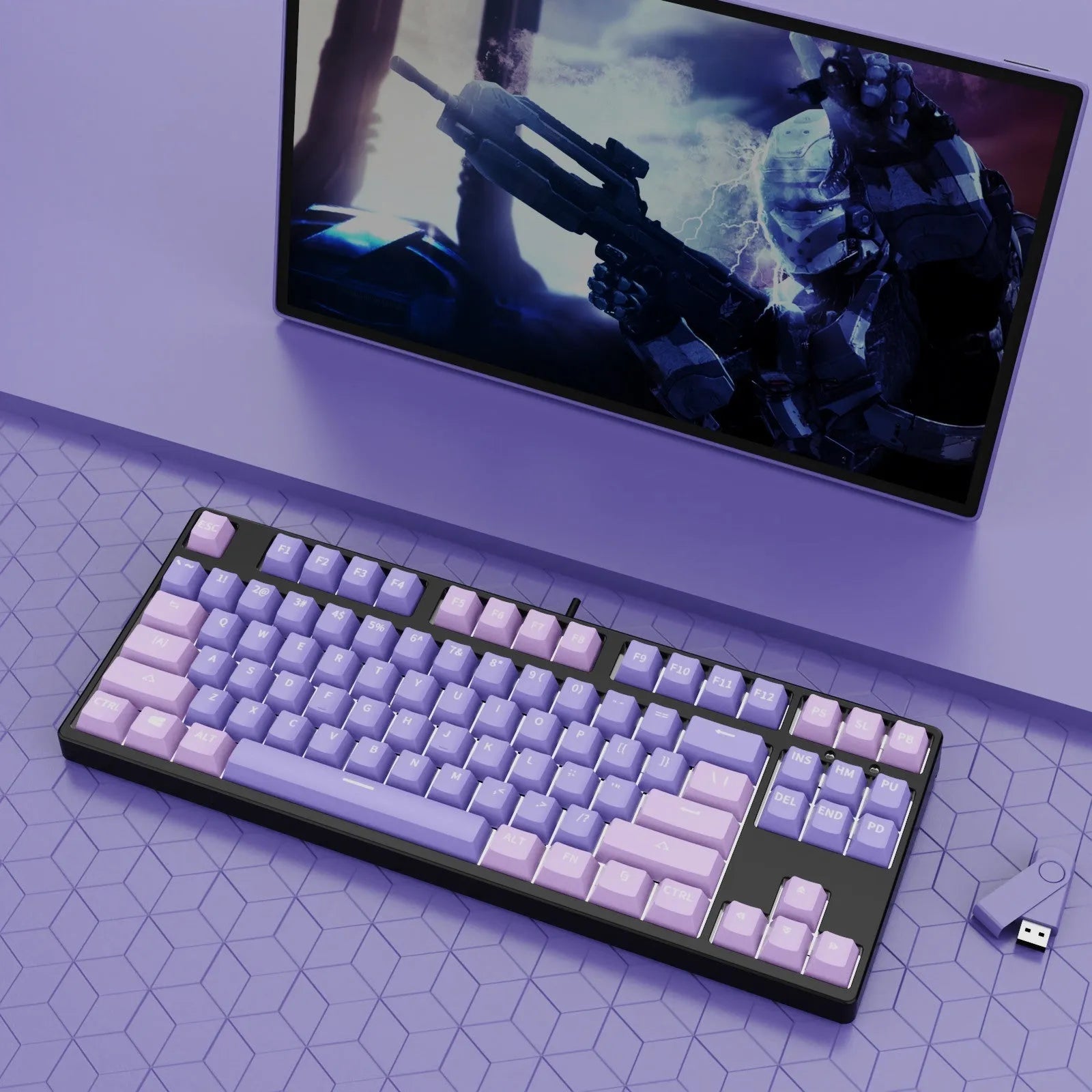 87-key mechanical gaming keyboard with colourful keycaps and metal chassis