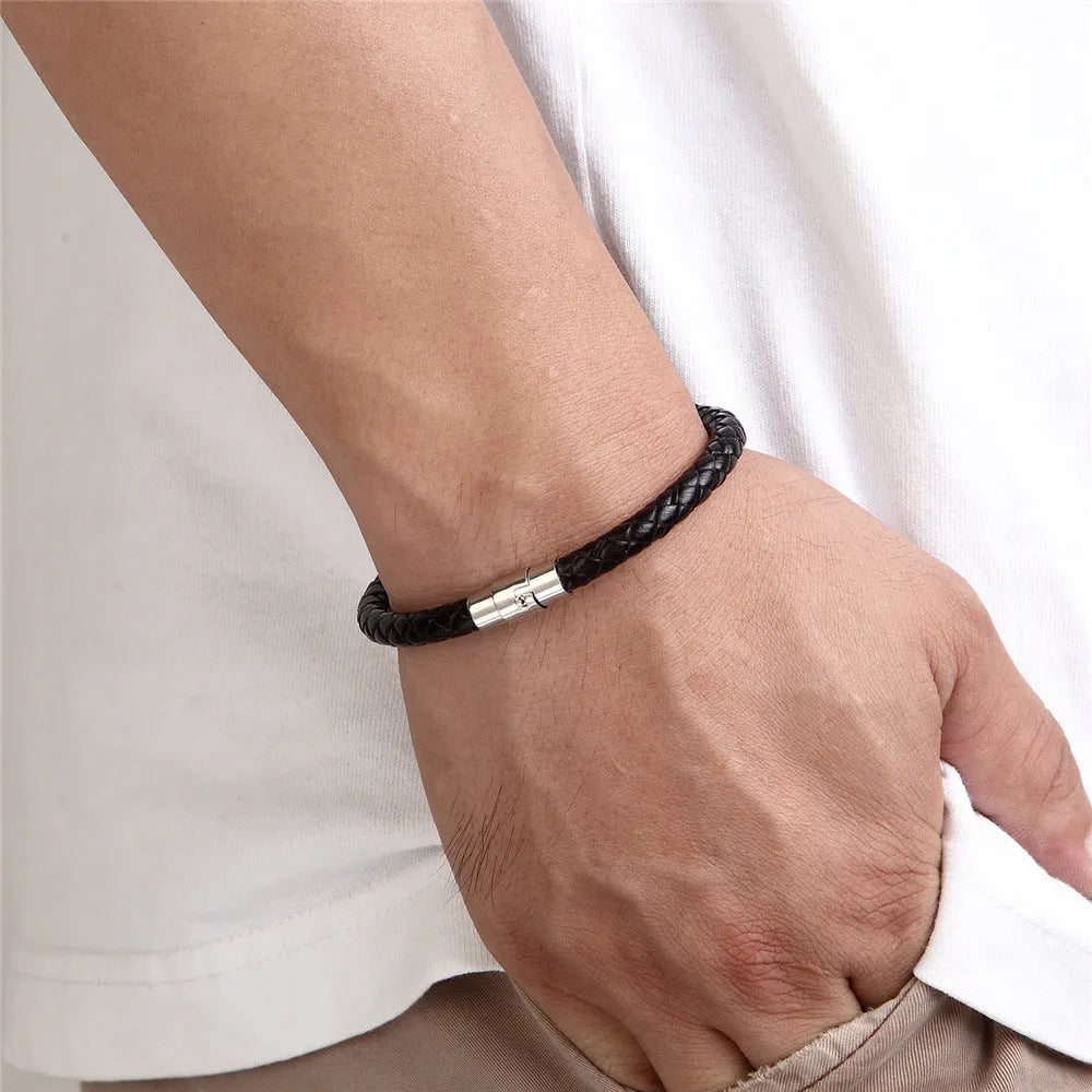Geometric titanium steel wire bracelet with magnetic clasp in multiple colour options