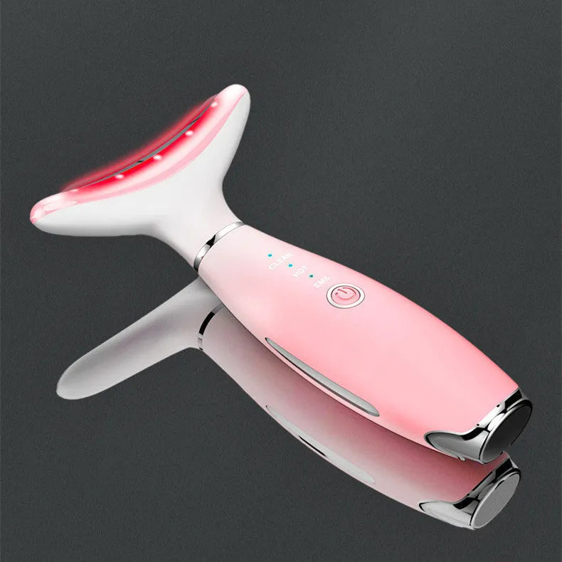 IPL removal wrinkle lift heating neck beauty device in pink white with USB cable