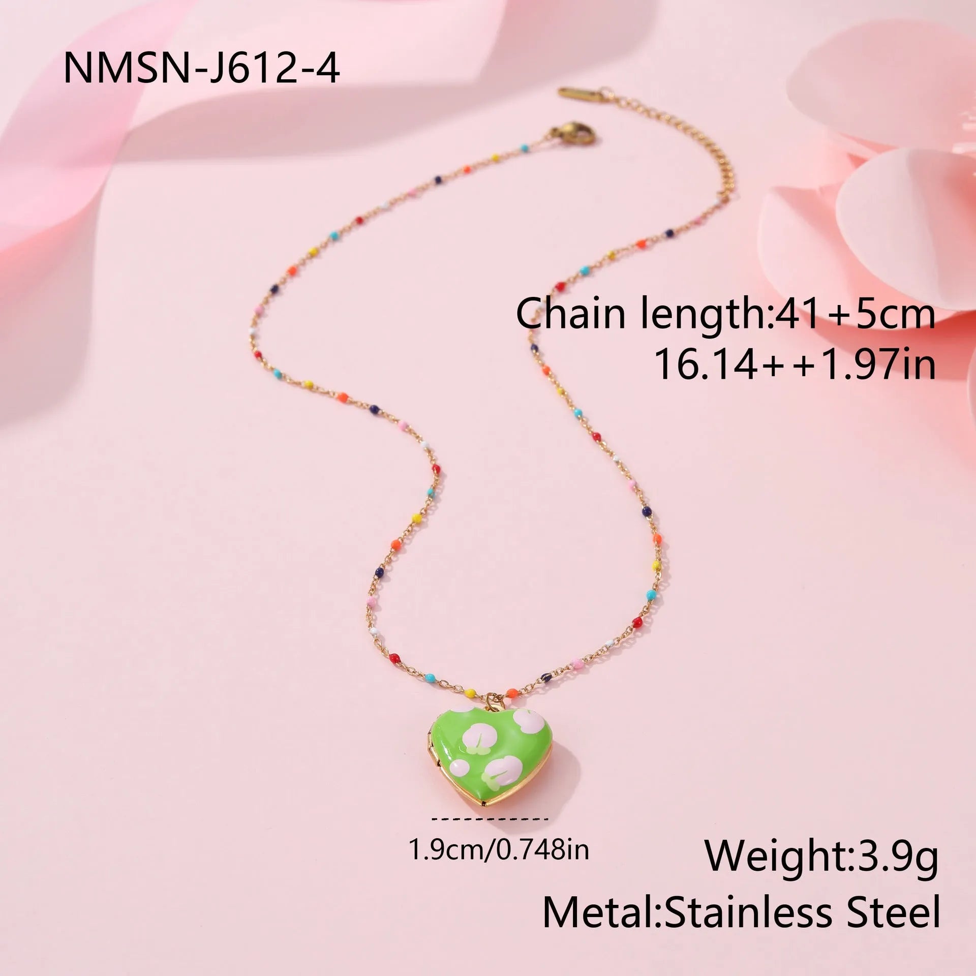 Women's stainless steel necklace with fruit pendant designs in gold plating on adjustable chain
