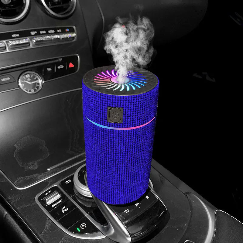 Car mounted air purification humidifier in diamond material with USB power cable